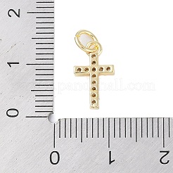 Rack Plating Brass Micro Pave Clear Cubic Zirconia Pendants&nbsp;KK-Z060-04G-01