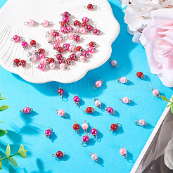 80Pcs 8 Colors Glass Pearl Round Connector Charms&nbsp;PALLOY-TA00263