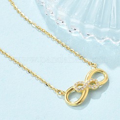 925 Sterling Silver Micro Pave Clear Micro Pave Cubic Zirconia Double Infinity Pendant Necklaces for Women&nbsp;NJEW-D315-03G