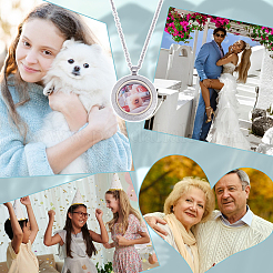 3Pcs 3 Styles Stainless Steel Glass Photo Living Memory Floating Locket Pendants&nbsp;STAS-UN0061-54