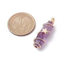 Natural Amethyst Copper Wire Wrapped Pointed Pendants&nbsp;PALLOY-JF02535-02