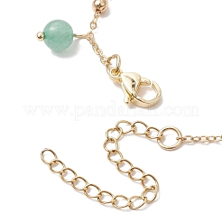 Round 6mm Natural Green Aventurine & Butterfly Glass Charm Bracelets&nbsp;X1-BJEW-TA00525