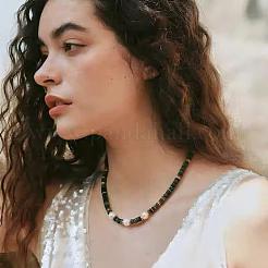Natural Freshwater Pearl and Natural Indian Agate Rondelle Beaded Necklaces with 304 Stainless Steel End Chains&nbsp;PJ7796