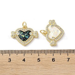 Brass Micro Pave Clear Cubic Zirconia Pendants&nbsp;KK-C045-36G