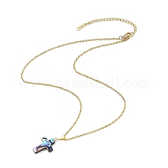 Natural Abalone Shell Religion Cross Pendant 304 Stainless Steel Cable Chain Necklaces for Women&nbsp;NJEW-JN06003