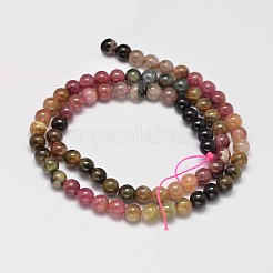 Round Natural Multicolor Tourmaline Beads Strands&nbsp;G-K068-19-6mm