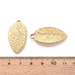 304 Stainless Steel Leaf Pendants&nbsp;STAS-T069-40G