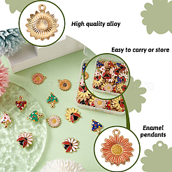 50Pcs 10 Style Rack Plating Alloy Enamel Pendants&nbsp;ENAM-SW0001-02