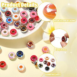 35Pcs 7 Colors Stripe Resin European Beads&nbsp;RESI-CJ0005-16