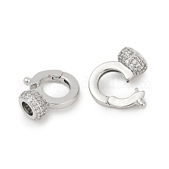 Brass Micro Pave Clear Cubic Zirconia Fold Oval Clasps&nbsp;KK-P302-10P