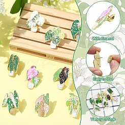 9Pcs 9 Styles Plant Theme Enamel Pin&nbsp;JEWB-CJ0003-57
