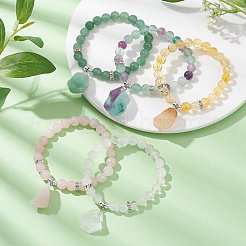 Natural Mixed Gemstone & Synthetic Hematite Beaded Stretch Bracelet&nbsp;BJEW-JB09760