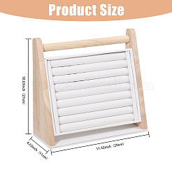 Wood & PU Leather Slant Back Ring Organizer Display Stands&nbsp;RDIS-WH0001-40