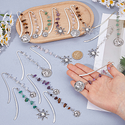 15Pcs 5 Color Sun Alloy Bookmark&nbsp;AJEW-FH00050