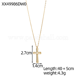 Hollow Cross 304 Stainless Steel Pendant Necklaces Ion Plating(IP)&nbsp;STAS-OY010-08G