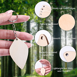 DIY Leaf & Teardrop Poplar Wood Big Pendant Keychain Making Kits&nbsp;DIY-YW0011-58