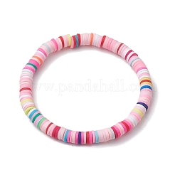3Pcs 3 Colors Polymer Clay Disc Beaded Stretch Bracelet Sets&nbsp;BJEW-JB10439-02