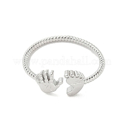 Footprint & Palm Brass Open Cuff Ring for Women&nbsp;RJEW-A040-03P