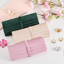 Portable Rectangle Velvet Jewelry Storage Rolls&nbsp;ABAG-WH0046-105C