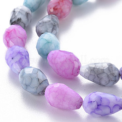 Opaque Baking Paint Crackle Glass Beads Strands&nbsp;EGLA-T008-17F