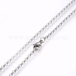 Non-Tarnish 201 Stainless Steel Rolo Chain Necklaces&nbsp;NJEW-F248-13A-P