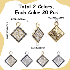 40Pcs 2 Colors Alloy Rhinestone Pendants&nbsp;FIND-SC0020-26