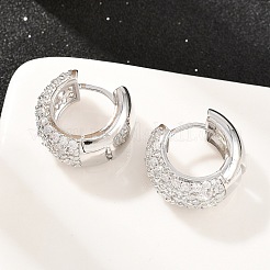 Brass Micro Pave Clear Cubic Zirconia Hoop Earrings&nbsp;EJEW-Z164-21P