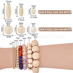 480Pcs 6 Styles Dyed Natural Wood Beads&nbsp;WOOD-PH0003-52