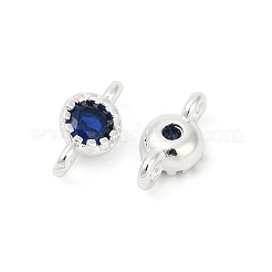 Brass Cubic Zirconia Flat Round Connector Charms&nbsp;KK-H204-02S-03