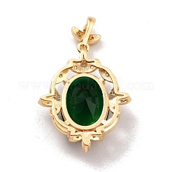 Rack Plating Brass Micro Pave Green Cubic Zirconia Pendants&nbsp;KK-D070-08G