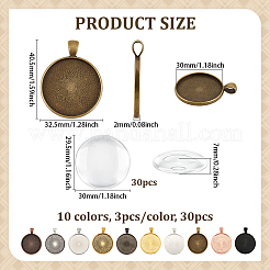 30Pcs 10 Colors Alloy Pendant Cabochon Settings&nbsp;FIND-PH0025-81