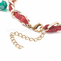 Christmas Candy Cane & Reindeer & Moon Alloy Charm Bracelet with Glass Beads&nbsp;BJEW-TA00090-02