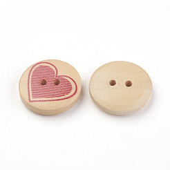 2-Hole Printed Wooden Buttons&nbsp;X-WOOD-S037-001