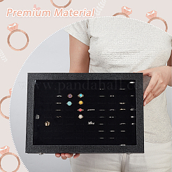 100 Slot Rectangle Dustproof Wood Jewelry Presentation Box&nbsp;AJEW-WH0323-46
