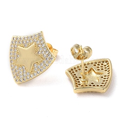 Rack Plating Brass Micro Pave Cubic Zirconia Stud Earrings&nbsp;EJEW-M230-15G