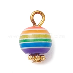 10Pcs Transparent Stripe Resin Round Charms&nbsp;PALLOY-JF02485