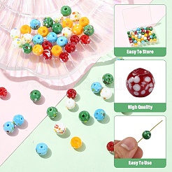 50Pcs 5 Colors Handmade Lampwork Beads&nbsp;LAMP-YW0004-35
