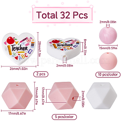 Heart & Hexagon & Round Silicone Focal Beads&nbsp;SIL-SC0002-30