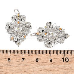 Brass Micro Pave Orange Cubic Zirconia Pendants&nbsp;CU-CBA7E9C-09A-P
