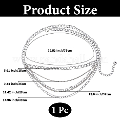 Iron Crystal Rhinestone Multi-Strand Twisted Chain Waist Chains for Women&nbsp;AJEW-WH20067-043P