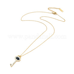 Rhinestone Skeleton Key with Evil Eye Pendant Necklace&nbsp;NJEW-P229-04G
