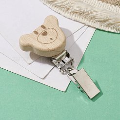 Iron ID Card Clips with Wood Animal&nbsp;JEWB-BR00127-05