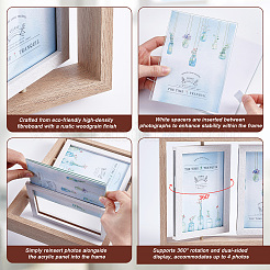 2Pcs Wood with Glass Double Rotatable Photo Frame Stand&nbsp;AJEW-WA0004-84B-01