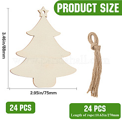 24Pcs Unfinshed Wood Pendants and Hemp Rope&nbsp;FIND-WH20020-26B