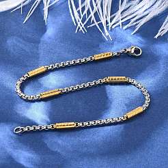 304 Stainless Steel Box Chain Bracelets for Women&nbsp;BJEW-C091-03C-GP