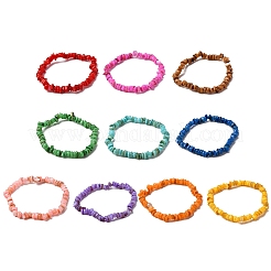 10Pcs 10 Colors Dyed Natural Freshwater Shell Beaded Stretch Bracelets for Men Women&nbsp;BJEW-JB12478