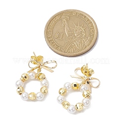 Ring & Bowknot Brass Dangle Stud Earrings&nbsp;EJEW-TA00349