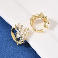 Brass Micro Pave Clear Cubic Zirconia Cross Cuff Earrings&nbsp;EJEW-F400-19G