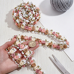 Polyester Flower Embroidery Ribbon&nbsp;OCOR-WH0082-601