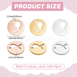 18Pcs 3 Colors Stainless Steel Charms&nbsp;STAS-PH0006-31
